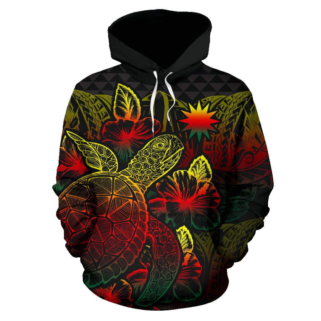 Nauru Polynesian Hoodie Turtle Hibiscus Reggae - Polynesian Pride