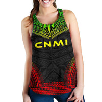 Northern Mariana Islands Women's Racerback Tank - Polynesian Chief Reggae Version Art - Polynesian Pride