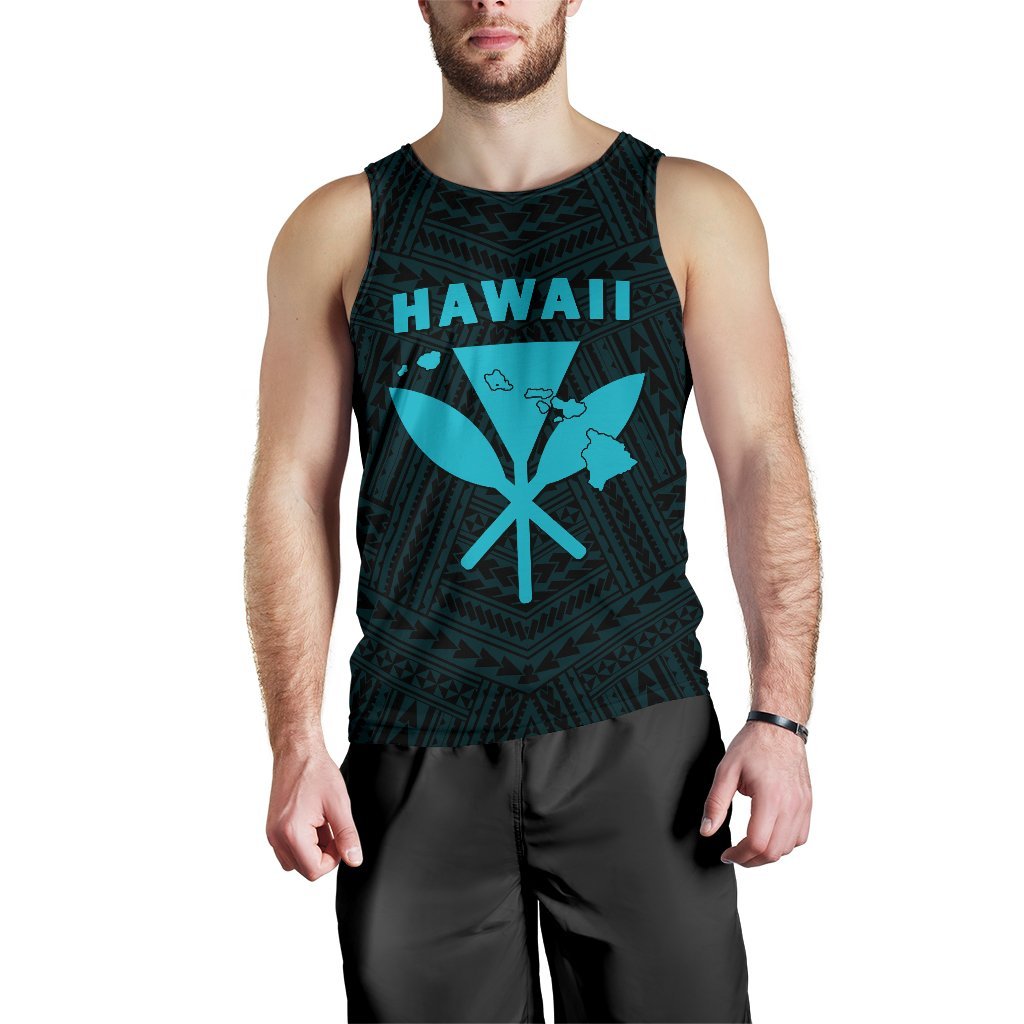 Hawaii Kanaka Polynesian Men's Tank Top Blue - Polynesian Pride