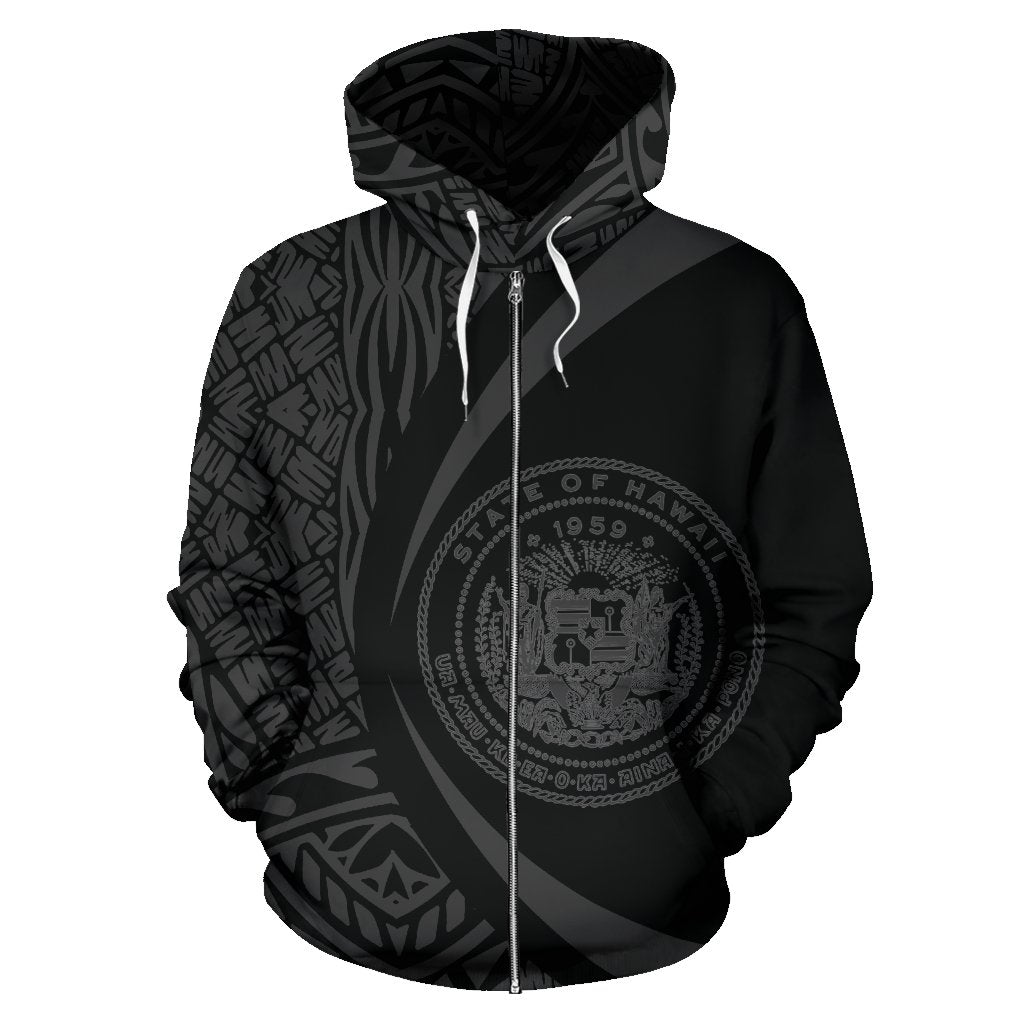Hawaii Polynesian Zip up Hoodie Gray Color Circle Style - Polynesian Pride