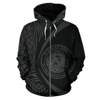 Hawaii Polynesian Zip up Hoodie Gray Color Circle Style - Polynesian Pride