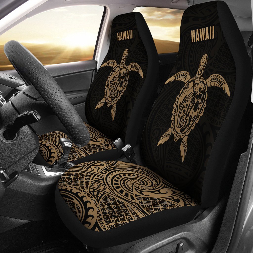 Hawaii Car Seat Covers - Hawaii Turtle Mermaid Polynesian Tattoo - Th5 Universal Fit Gold - Polynesian Pride