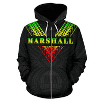 Marshall Islands All Over Zip up Hoodie Reggae Color Sailor Style - Polynesian Pride