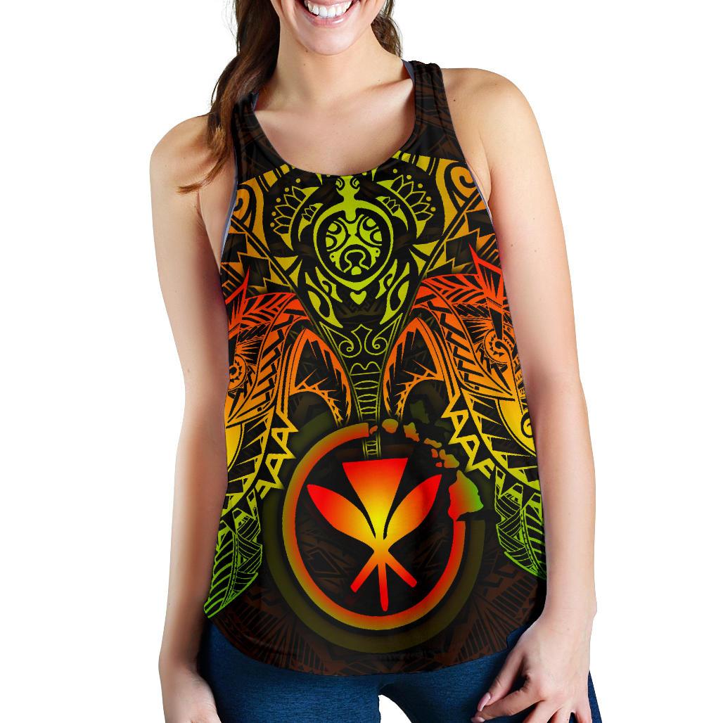 Polynesian Hawaii Women's Racerback Tank - Reggae Turtle Manta Ray - Polynesian Pride