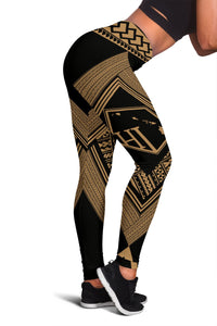Hawaii Turtle Polynesian Gold Leggings - Diamond Style White - Polynesian Pride