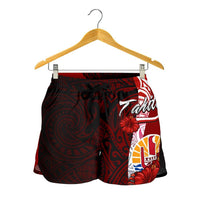 Tahiti Polynesian Women's Shorts - Coat Of Arm With Hibiscus - Polynesian Pride