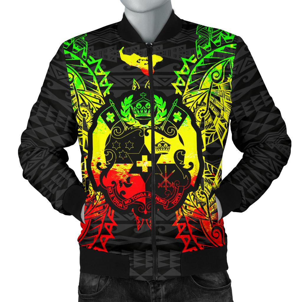 Tonga Polynesian Men's Bomber Jacket Map Reggae Reggae - Polynesian Pride
