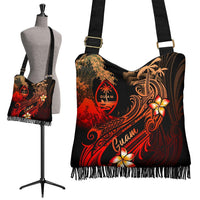 Guam Polynesian Boho Handbag - Plumeria Flowers And Waves One Style One Size Red - Polynesian Pride