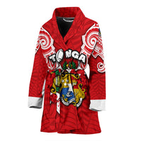 (Custom Personalised) Tonga Rugby Women's Bath Robe Royal Style Women's Bath Robe Universal Fit Red - Polynesian Pride