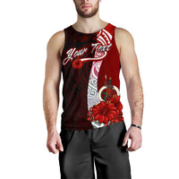 Vanuatu Polynesian Custom Personalised Men's Tank Top - Coat Of Arm With Hibiscus - Polynesian Pride
