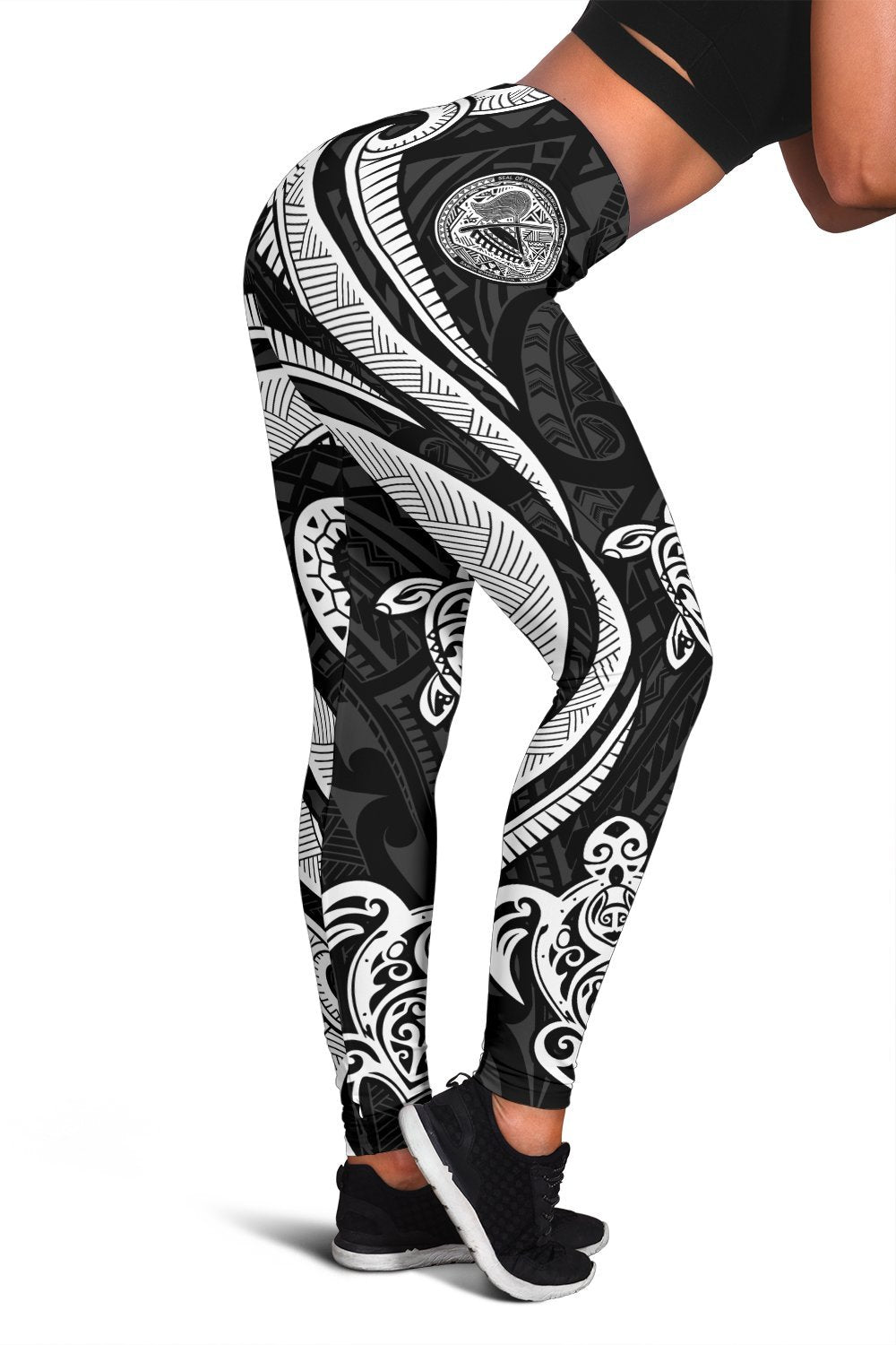 American Samoa Women's Legging - White Tentacle Turtle - Polynesian Pride