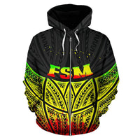 Federated States of Micronesia Polynesian Zip up Hoodie Reggae Pride Map and Seal - Polynesian Pride