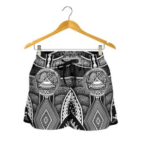 Polynesian Shorts Women's - American Samoa Coat Of Arm With Poly Patterns - Polynesian Pride