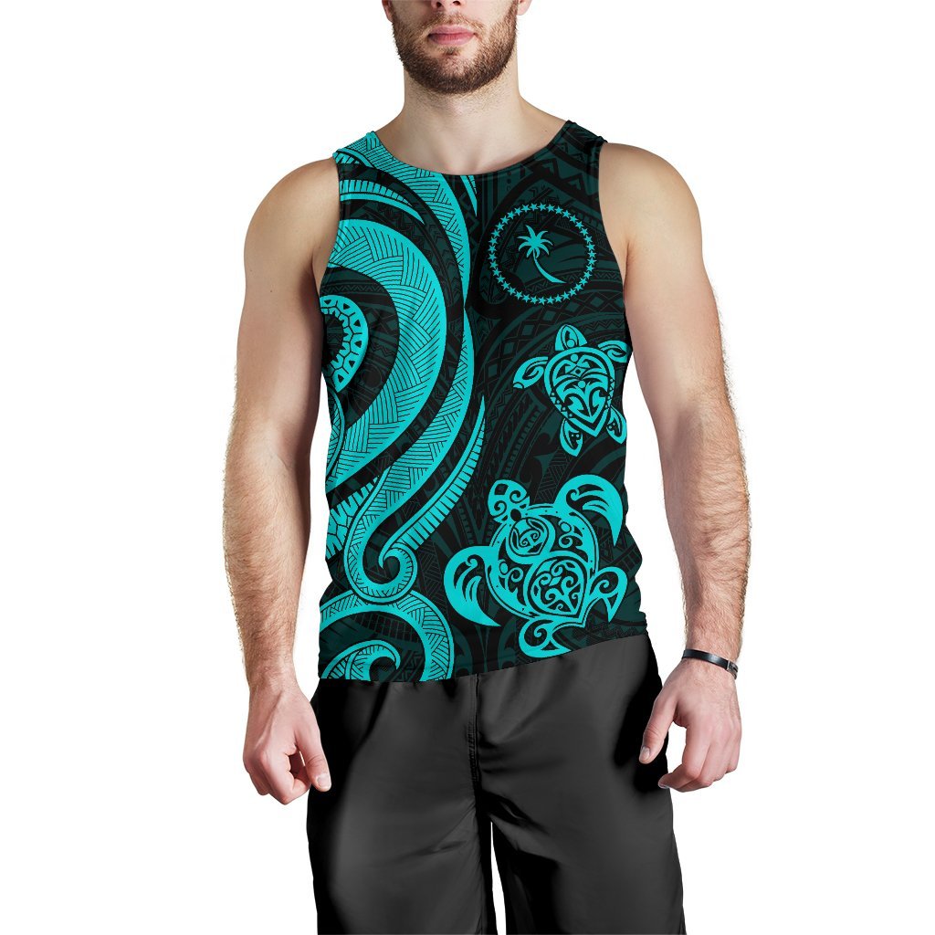 Chuuk Micronesian Men Tank Top - Turquoise Tentacle Turtle - Polynesian Pride