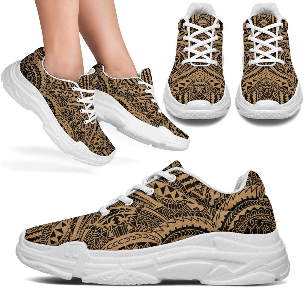 Polynesian Symmetry Gold Chunky Sneakers - Polynesian Pride