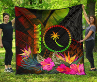 Chuuk Polynesian Premium Quilt - Hibiscus and Banana Leaves - Polynesian Pride