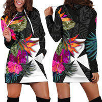 Wallis And Futuna Women's Hoodie Dress - Polynesian Hibiscus Pattern Black - Polynesian Pride