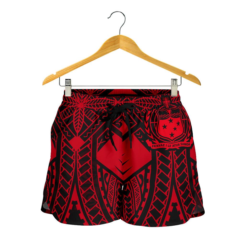 Samoa Polynesian Women's Shorts - Samoa Red Seal with Polynesian Tattoo - Polynesian Pride