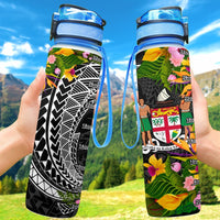 Fiji Hydro Tracking Bottle - Seal Spiral Polynesian Patterns Hydro Tracking Bottle - Fiji 32oz Large Black - Polynesian Pride