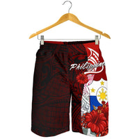 Philippines Polynesian Men's Shorts - Coat Of Arm With Hibiscus - Polynesian Pride