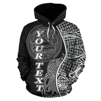 American Samoa Polynesian Custom Hoodie Coconut Black - Polynesian Pride