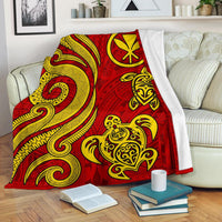 Polynesian Hawaii (Kanaka Maoli) Premium Blanket - Red Tentacle Turtle White - Polynesian Pride