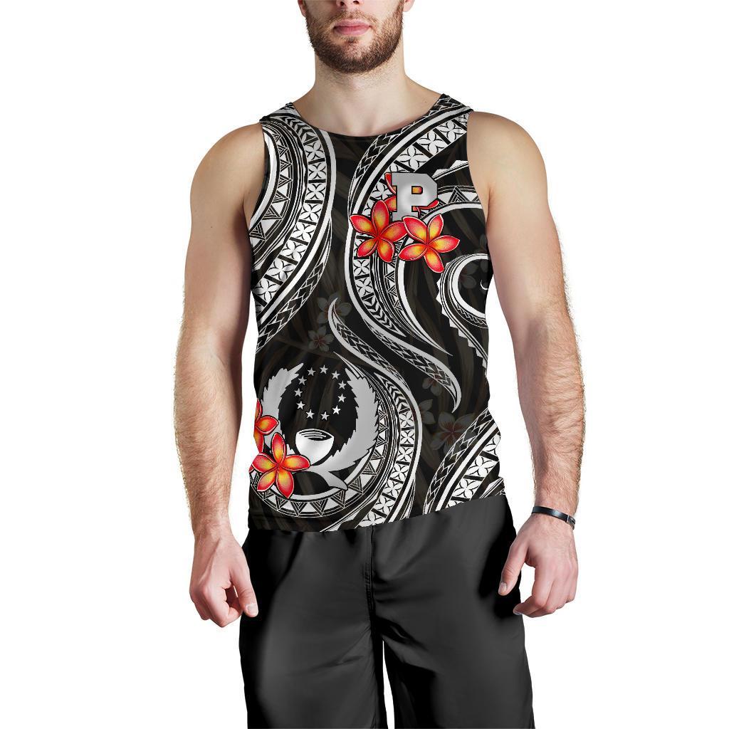 Pohnpei Micronesian Men Tank Top - Black Plumeria - Polynesian Pride