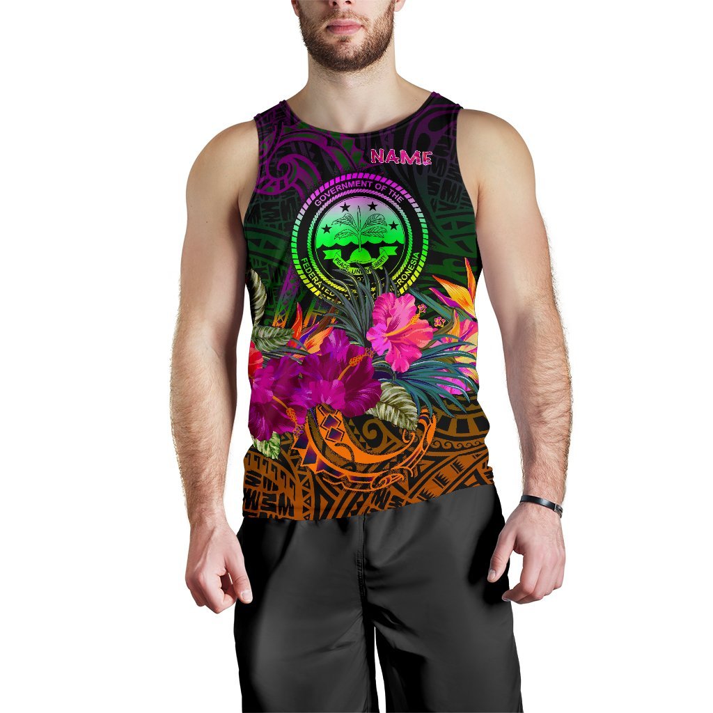Federated States of Micronesia Personalised Men's Tank Top - Summer Hibiscus Reggae - Polynesian Pride