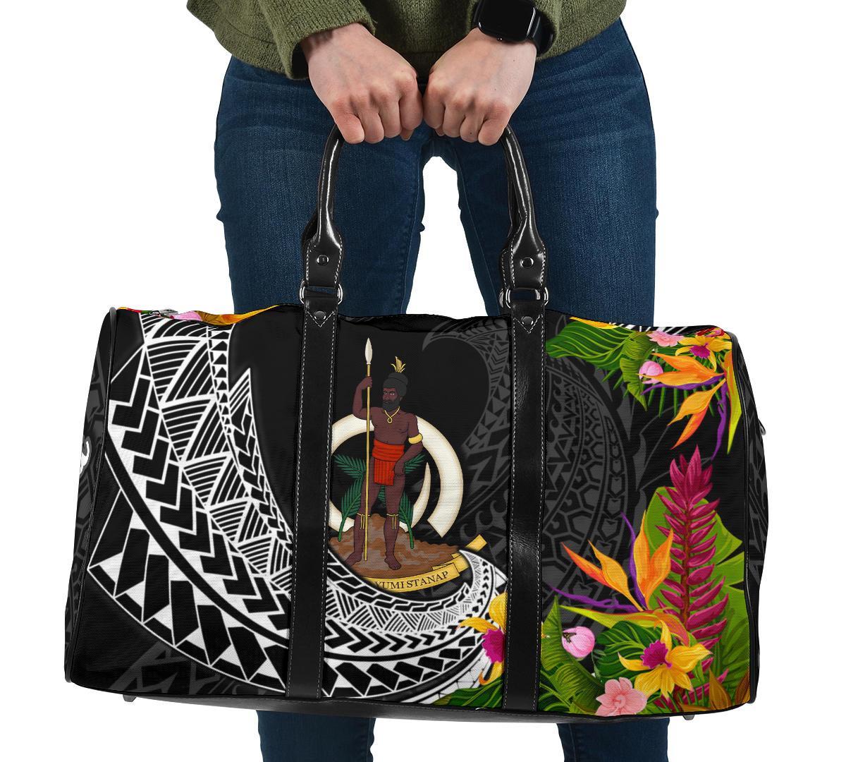 Vanuatu Travel Bag - Custom Personalised Seal Spiral Polynesian Patterns Travel Bag - Black - Vanuatu One size Black - Polynesian Pride