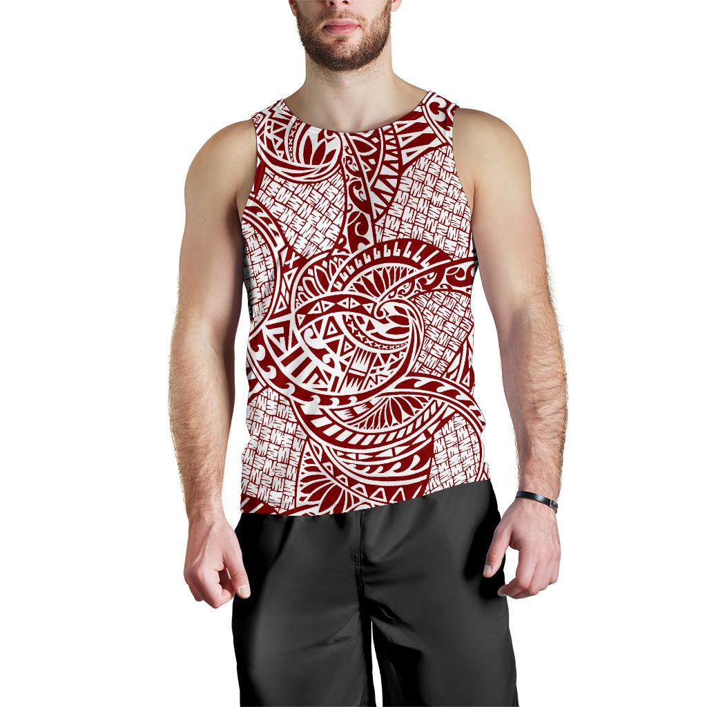 Polynesian Men Tank Top 29 White-Red - Polynesian Pride