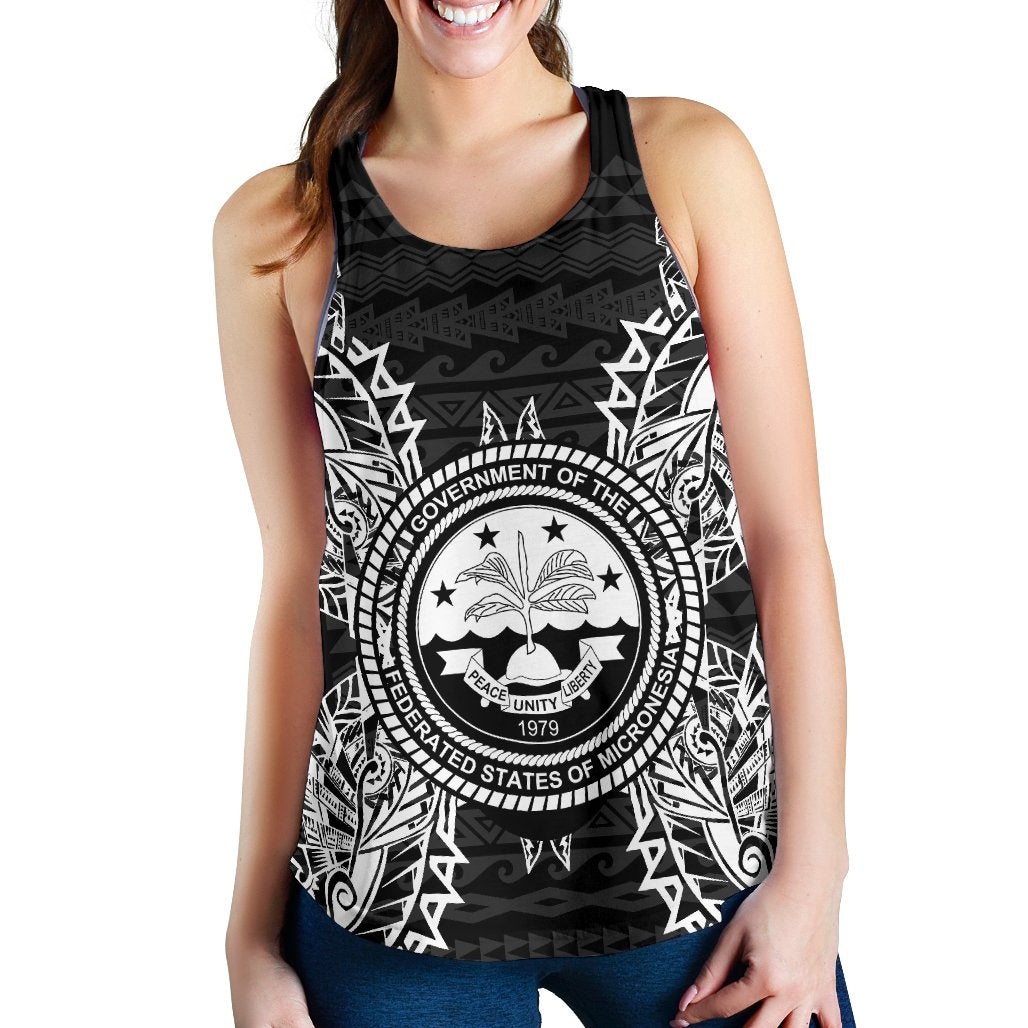 Federated States Of Micronesian Women Tank Top Map Black Black - Polynesian Pride