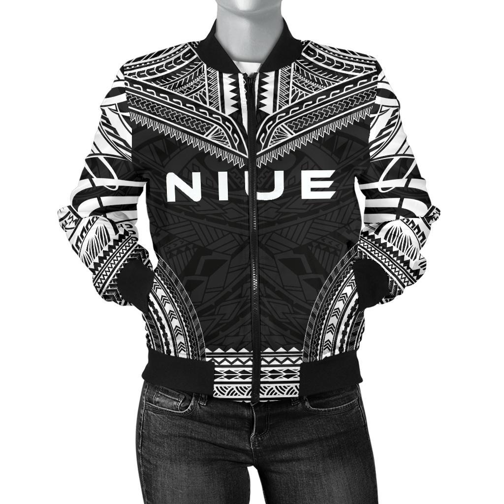 Niue Polynesian Chief Women'S Bomber Jacket - Black Version Black - Polynesian Pride