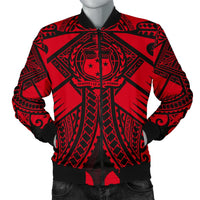 Samoa Polynesian Men's Bomber Jacket - Samoa Red Seal with Polynesian Tattoo Red - Polynesian Pride