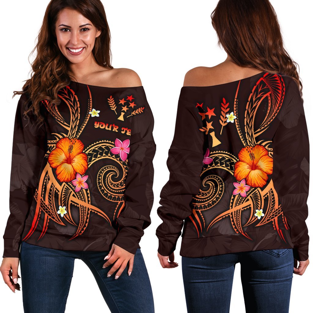 Kosrae Polynesian Personalised Off Shoulder Sweater - Legend of Kosrae (Red) - Polynesian Pride