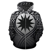 Nauru All Over Zip up Hoodie Lift up Black - Polynesian Pride
