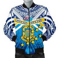 Tuvalu Rugby Men Bomber Jacket Polynesian Flag Blue - Polynesian Pride