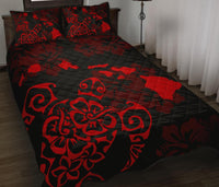 Turtle Hibiscus Map Red Quilt Bed Set - Polynesian Pride