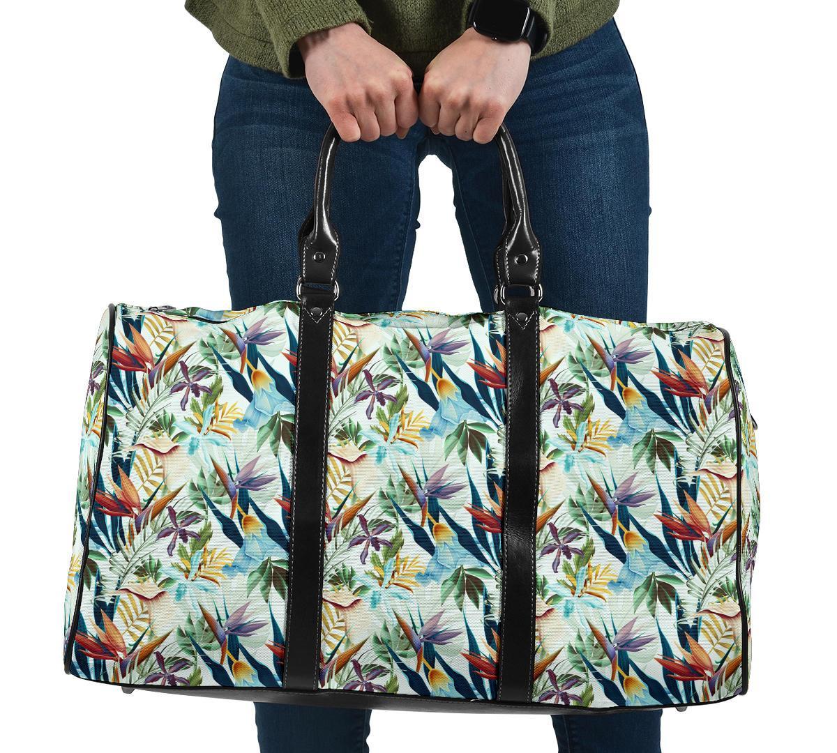 Hawaii Seamless Tropical Flower Plant And Leaf Hawaii Travel Bag Travel Bag One size Black - Polynesian Pride
