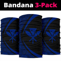 Hawaiian Bandana Kanaka Polynesian Bandana 3-Pack - Circle Style Blue - Polynesian Pride