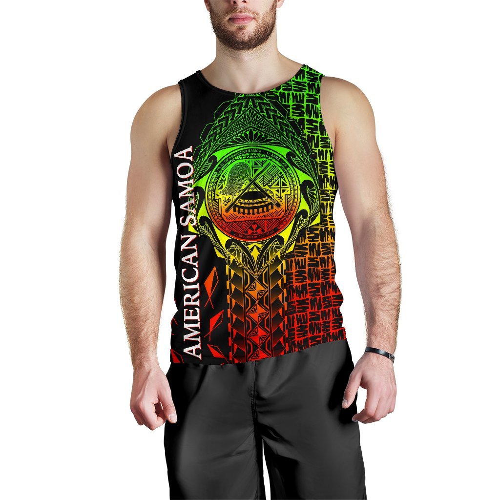 American Samoa Men's Tank Top - AS Seal Rocket Style (Reggae) - Polynesian Pride