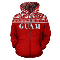 Guam Polynesian All Over Hoodie Red Horizontal Style - Polynesian Pride