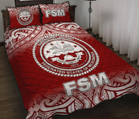 Federated States of Micronesia Quilt Bed Set - Federated States of Micronesia Seal Red Fog Style - Polynesian Pride