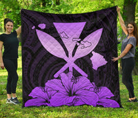Hawaiian Kanaka Premium Quilt Hibiscus Polynesian Love Violet Violet - Polynesian Pride