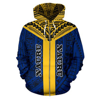 Nauru Zipper Hoodie Nauru Coat of Arms Polynesian Tattoo - Polynesian Pride