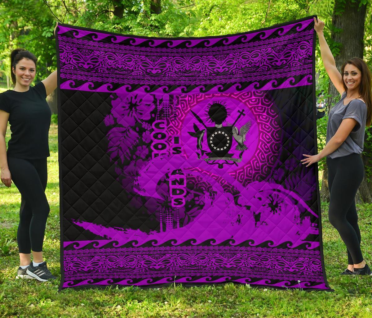 Cook Island Quilt Wave Pureple Design Black - Polynesian Pride