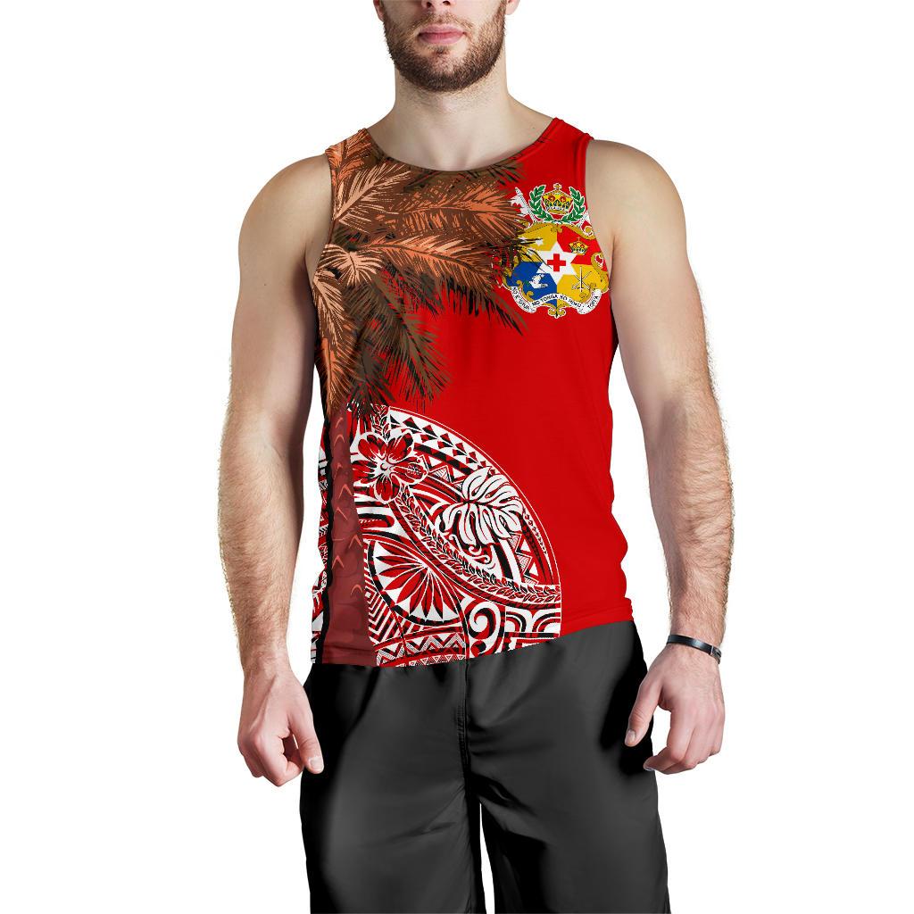 Tonga Men's Tank Top - Polynesian Palm Tree Flag - Polynesian Pride