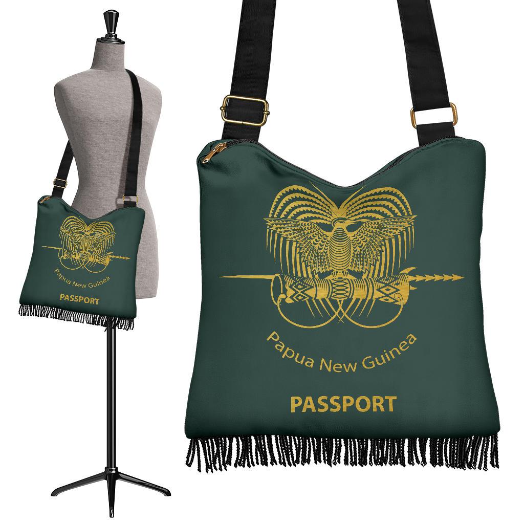 Papua New Guinea Passport Crossbody Boho Handbag Papua New Guinea One Size Green - Polynesian Pride