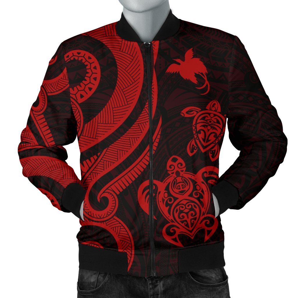 Papua New Guinea Men's Bomber Jacket - Red Tentacle Turtle Red - Polynesian Pride