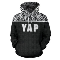 Yap All Over Hoodie Micronesian Black Version - Polynesian Pride