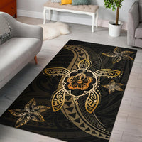 Kanaka Map Hibiscus Plumeria Turtle Art Polynesian Area Rug Gold AH Gold - Polynesian Pride